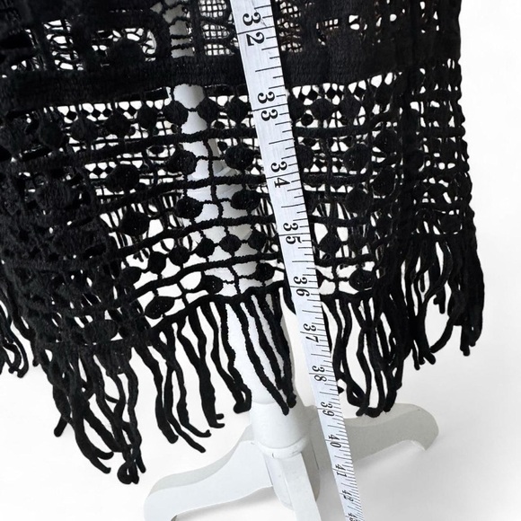 Ralph Lauren Dress Size M Black Crochet Knit Sleeveless Overlay Womens fringe - Picture 5 of 6